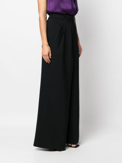 Shop Alberta Ferretti Wide-leg Belted Trousers In Black