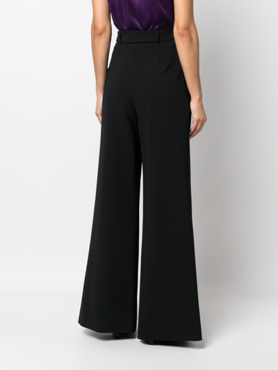 Shop Alberta Ferretti Wide-leg Belted Trousers In Black