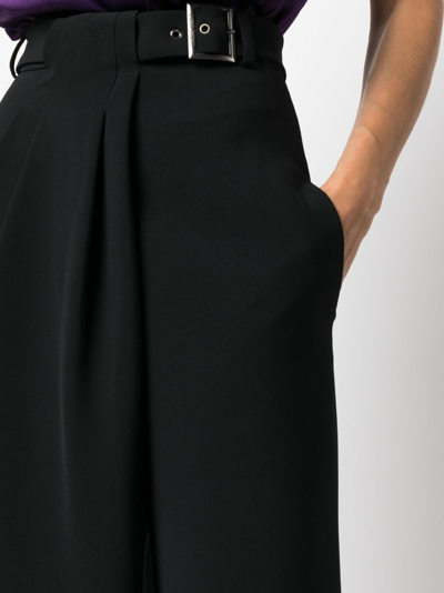Shop Alberta Ferretti Wide-leg Belted Trousers In Black