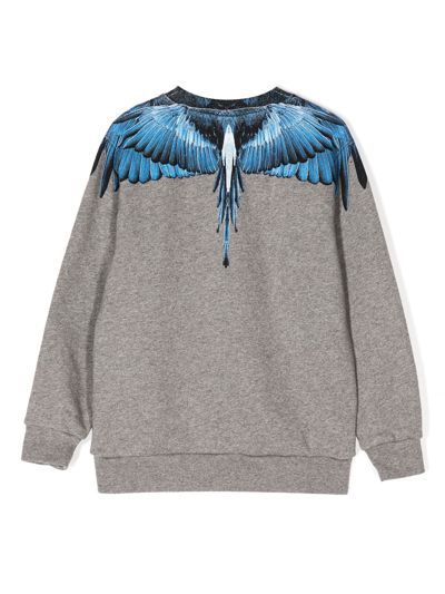 Shop Marcelo Burlon County Of Milan Wings-print Cotton-blend Sweatshirt In Grey