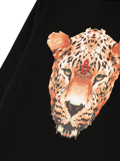 Shop Marcelo Burlon County Of Milan Leopard-print Cotton-blend Sweatshirt In Black