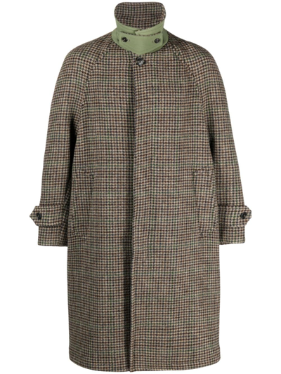 Shop Mackintosh Boston Houndstooth Wool Coat In Neutrals