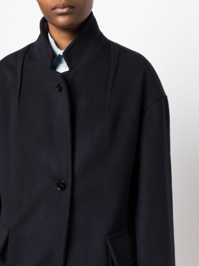 Shop Mackintosh Single-breasted Wool Coat In Blue