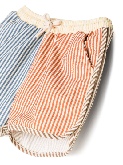 Shop Konges Sløjd Colour-block Striped Swim Shorts In Brown