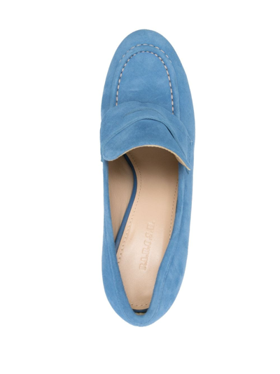 Shop P.a.r.o.s.h Penny-slot 115mm Suede Platform Pumps In Blue