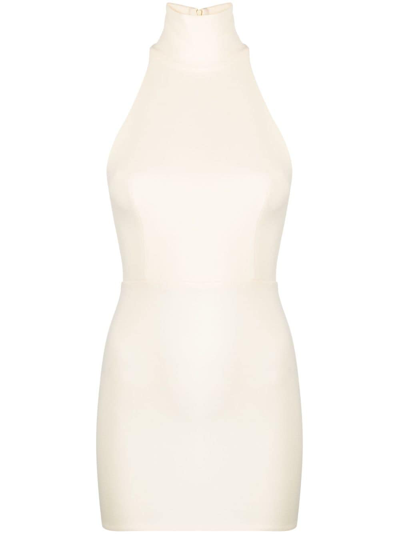 Shop Alex Perry Colton High-neck Mini Dress In Neutrals