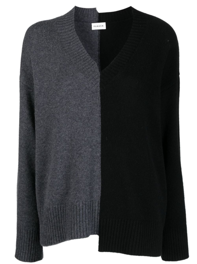 Shop P.a.r.o.s.h Asymmetric V-neck Sweatshirt In Black