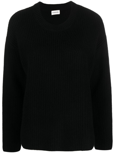 Shop P.a.r.o.s.h Ribbed-knit Cashmere Sweatshirt In Black