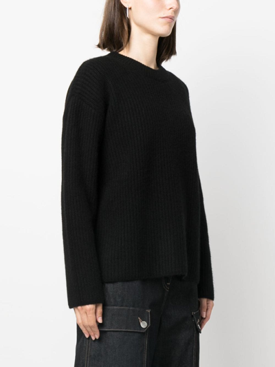 Shop P.a.r.o.s.h Ribbed-knit Cashmere Sweatshirt In Black