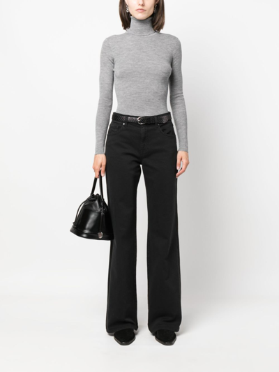 P.a.r.o.s.h High-neck Ribbed-knit Wool Top In Grey