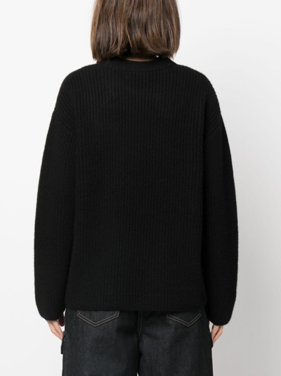 Shop P.a.r.o.s.h Ribbed-knit Cashmere Sweatshirt In Black