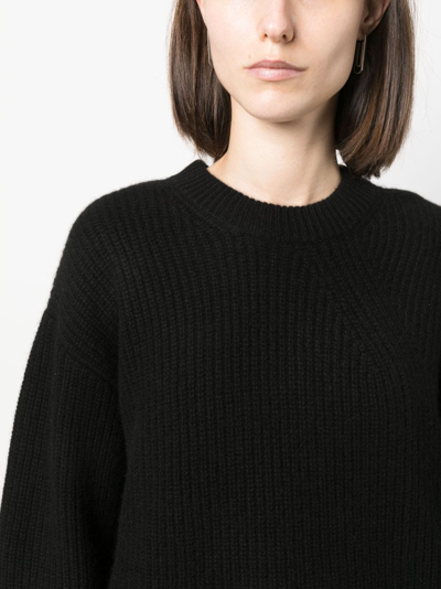 Shop P.a.r.o.s.h Ribbed-knit Cashmere Sweatshirt In Black