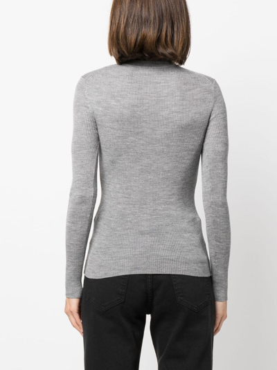 Shop P.a.r.o.s.h High-neck Ribbed-knit Wool Top In Grey