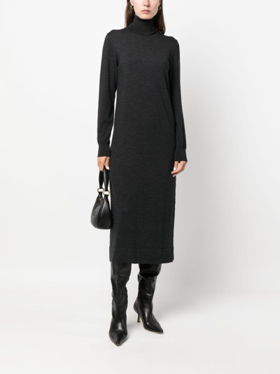 P.a.r.o.s.h P. A.r. O.s. H. Turtle Neck Long Dress In Grey