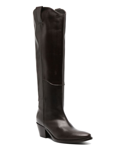 Shop P.a.r.o.s.h 65mm Knee-high Leather Boots In Brown