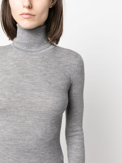 Shop P.a.r.o.s.h High-neck Ribbed-knit Wool Top In Grey