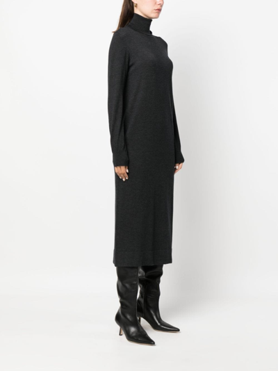 P.a.r.o.s.h P. A.r. O.s. H. Turtle Neck Long Dress In Grey