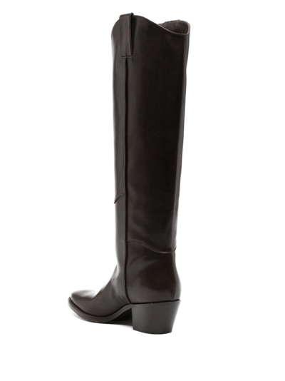 Shop P.a.r.o.s.h 65mm Knee-high Leather Boots In Brown