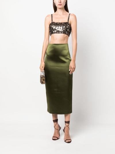 P.a.r.o.s.h Sequin-embellished Cropped Tank Top In Brown