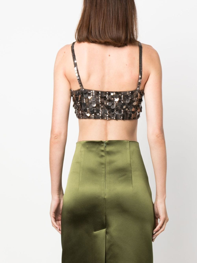 P.a.r.o.s.h Sequin-embellished Cropped Tank Top In Brown