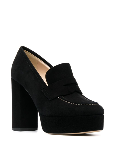 Shop P.a.r.o.s.h Penny-slot 115mm Suede Platform Sandals In Black