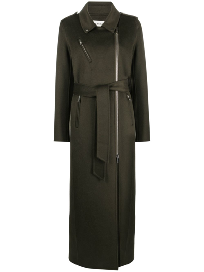 Shop P.a.r.o.s.h Off-centre Belted Trench Coat In Green