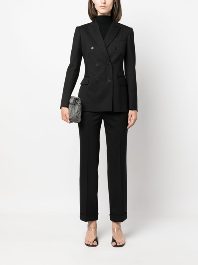 P.a.r.o.s.h . Black Double-breasted Jacket With Peak Revers In Fabric In Black