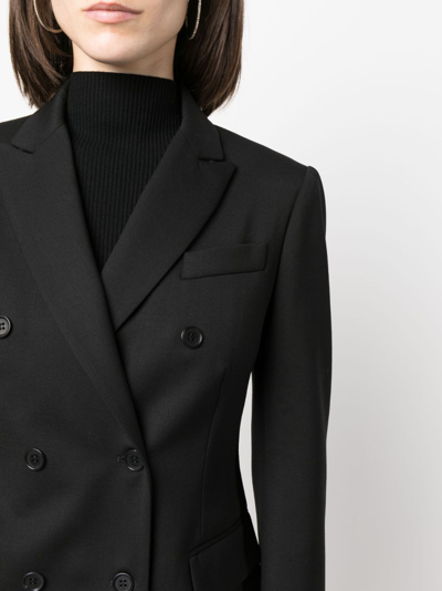 P.a.r.o.s.h . Black Double-breasted Jacket With Peak Revers In Fabric In Black