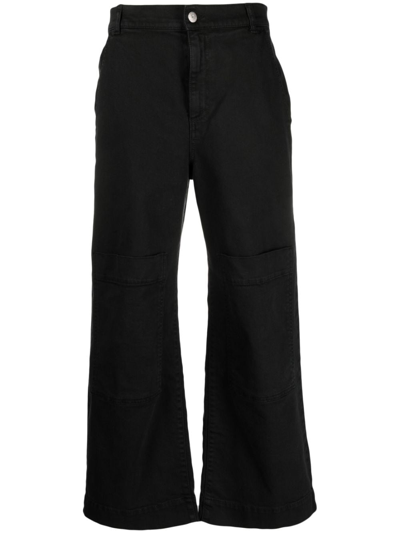 Shop P.a.r.o.s.h Low-rise Wide-leg Jeans In Black