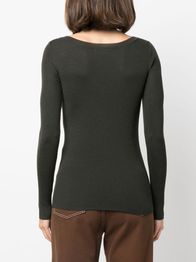 P.a.r.o.s.h V-neck Ribbed Wool Jumper In Green