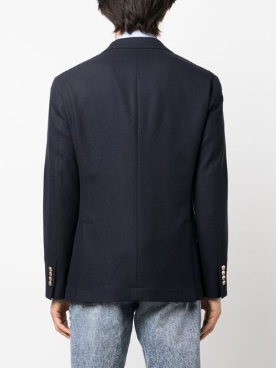 Shop Brunello Cucinelli Single-breasted Wool-blend Blazer In Blue