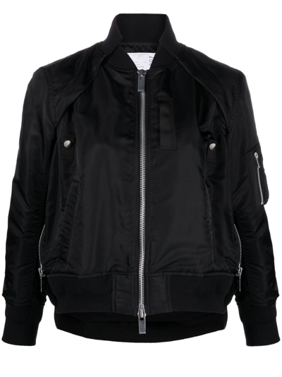 Shop Sacai Detachable-sleeve Bomber Jacket In Black