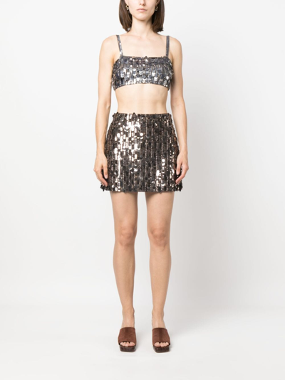 P.a.r.o.s.h Sequin-embellished Cropped Tank Top In Brown