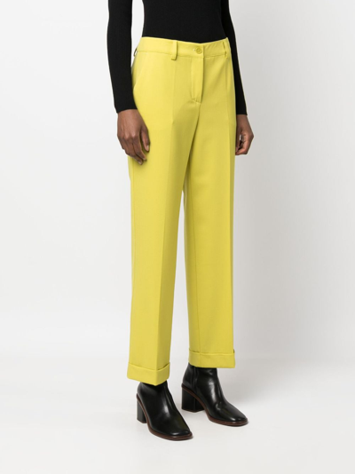 Shop P.a.r.o.s.h Straight-leg Cropped Trousers In Green