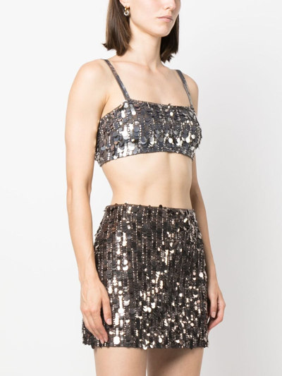 P.a.r.o.s.h Sequin-embellished Cropped Tank Top In Brown
