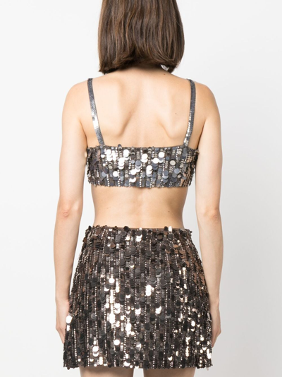P.a.r.o.s.h Sequin-embellished Cropped Tank Top In Brown