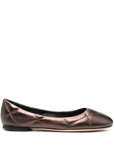 Shop Agl Attilio Giusti Leombruni Karin Padded Leather Ballerina Shoes In Brown