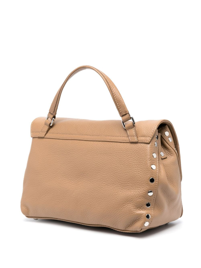 Shop Zanellato Medium Postina Leather Tote Bag In Brown