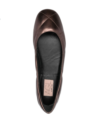 Shop Agl Attilio Giusti Leombruni Karin Padded Leather Ballerina Shoes In Brown