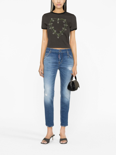 Dsquared2 Logo-plaque Tapered Jeans In Blue