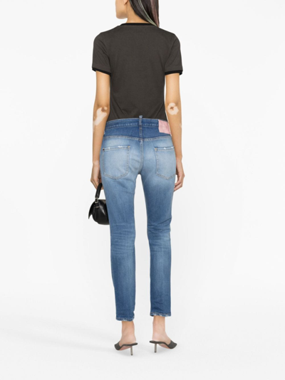 Shop Dsquared2 Logo-plaque Tapered Jeans In Blue