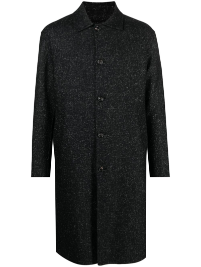 Shop Lardini Single-breasted Marled Coat In Black