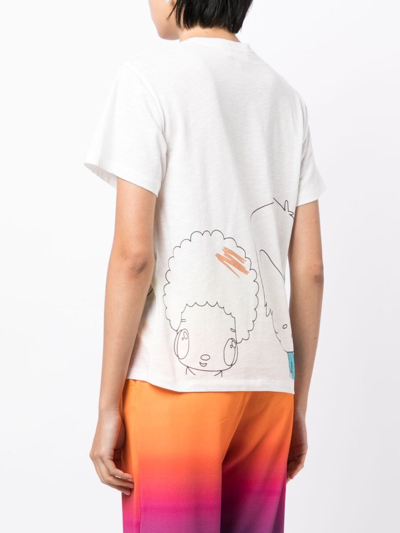 Shop Mira Mikati X Javier Calleja Cartoon-print Organic-cotton T-shirt In White