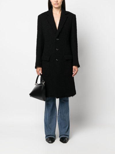 Shop Dsquared2 Single-breasted Bouclé Coat In Black