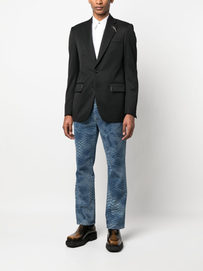 Roberto Cavalli Single-breasted Wool Jacket In Black