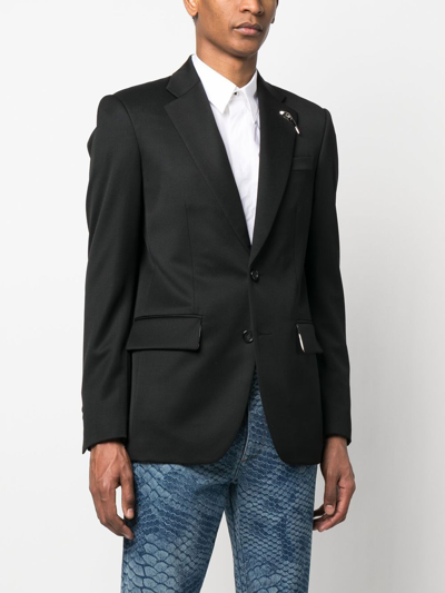 Shop Roberto Cavalli Single-breasted Wool Jacket In Black