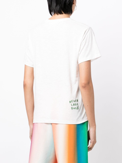 Shop Mira Mikati Logo-embroidered Organic-cotton T-shirt In White