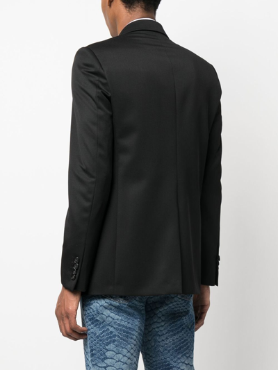 Shop Roberto Cavalli Single-breasted Wool Jacket In Black