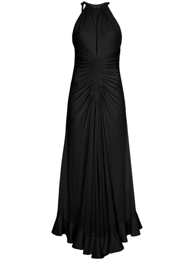 Shop Proenza Schouler Halterneck Draped Jersey Dress In Black