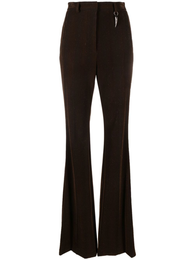 Shop Roberto Cavalli High-waisted Flared-leg Trousers In Brown